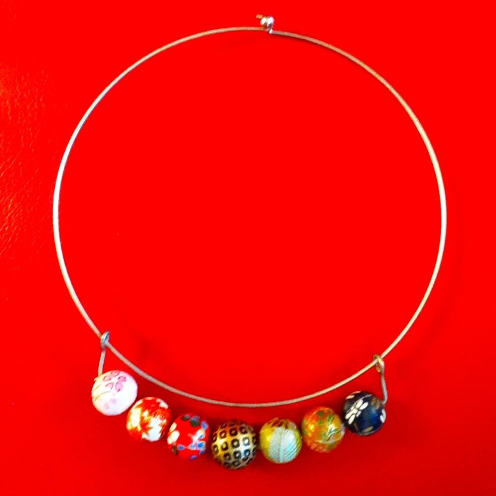 Choker With Six Papier Mache Kimono Balls